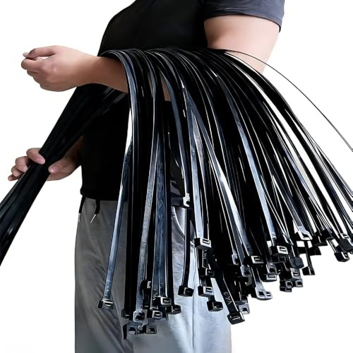 Caiery Extra Large Cable Ties 12mm X 920mm (1.2 cm x 920 cm), Tensile Strength with 260 lbs, Heavy Duty Tie Wraps, Premium Zip Ties, Nylon Cable Zip Ties, Black, 25PCS, 36.2 inch x0.47 inch