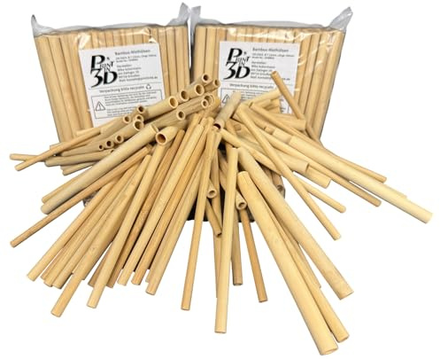 Printin3D Bambus-Niströhren für Wildbienen, 7-12mm Durchmesser, 150mm Länge, 100 Stück Nisthülsen für Insektenhotel, Mauerbienen und Solitärbienen