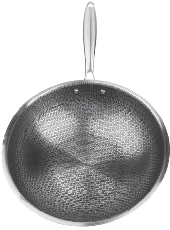 Alanmoship Non-Stick Stainless Steel Frying Pan 30Cm, for Honeycomb Scratch-Resistant, PFAS-Free Coating, Suitable for Induction, Gas, and Oven Cooking(Silver)