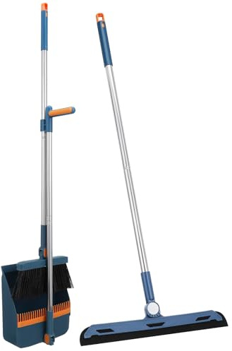 Operitacx Broom and Dustpan Set Foldable Cleaning Kit with Space-Saving Storage for Home and Garden Sweeping