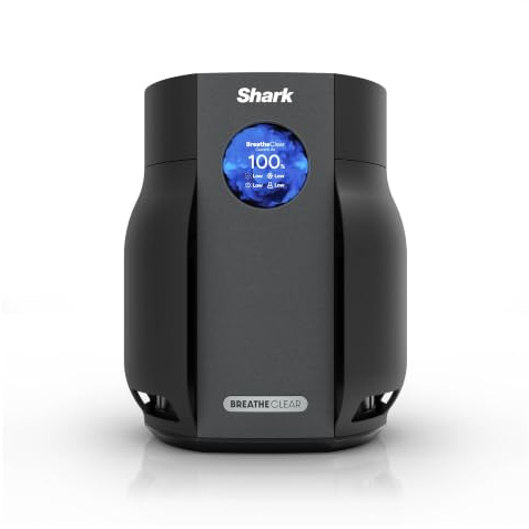 Shark BreatheClear Compact Air Purifier with NeverChange6 Exceeds HEPA Filter Standards, Automatic Sensing, Small Room Coverage, Charcoal, HP062UKBK