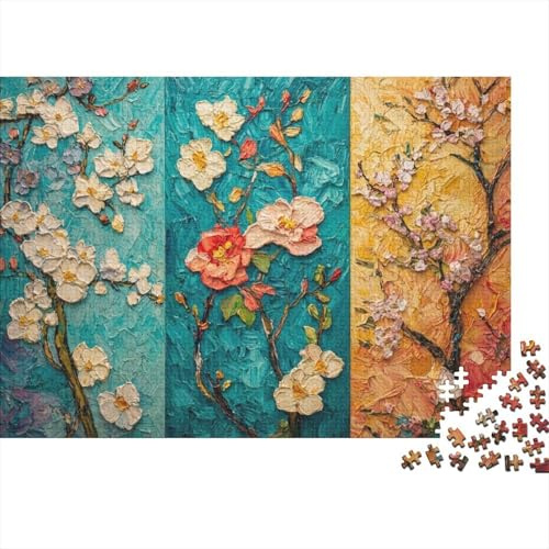Blumen Triptychon 1000 Teile Puzzle für Erwachsene Papier Dekor Entspannung