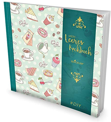 GOCKLER® Leeres Kochbuch: Ein Rezeptbuch zum Selbstgestalten / Selberschreiben • Für 100 Lieblingsrezepte, mit Register uvm. • DesignArt „Desserts“ • Softcover, ca. 21 x 21 cm