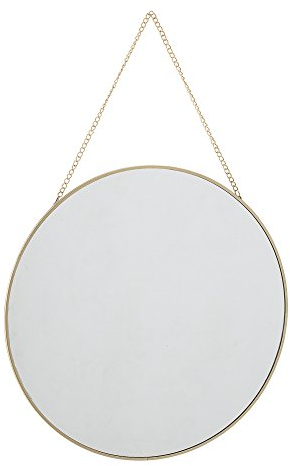 Bloomingville Sibal Spiegel mit Kette aus Metall in der Farbe Gold mit einem Durchmesser von 38cm, 82040643