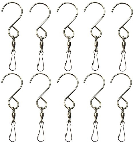 10 Stück drehbare Haken Clips aus Edelstahl, 360 °C, zum Aufhängen von Windspielen, Blumen, Pflanzen, Vogelkäfig, Party-Dekoration