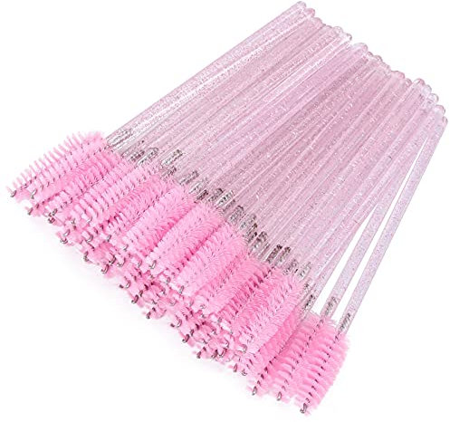 Tbestmax 300 Disposable Mascara Wands Spoolies Eye Lash Brush for Eyebrow/Eyelash Extension Pink