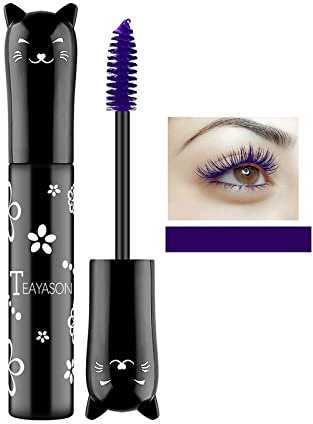 Coloured Mascara Waterproof Smudge-proof Long Lasting 4D Fiber Colorful Cat Mascara Natural Thick Dense Curly Eyelash Makeup