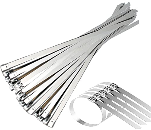 Arespark Fascette Metalliche 500×10 mm, Fascette in Acciaio Inox, 30 Pezzi Fascette Inox, Adatto Per Avvolgimenti Di Scarico, Fasci Di Cavi, Manutenzione Del Giardino