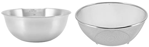 Colador de Acero Inoxidable, Colador de Colador para Cocina, Colador de Metal, Coladores de Malla Fina de Acero Inoxidable (Cuenco+Pantalla de malla)