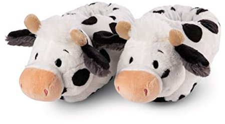 NICI Hausschuhe Kuh Cowluna Größe 38-41 – kuschelige Pantoffeln für warme Füße, Plüsch-Schuhe im Kuh-Design für Kinder & Erwachsene, 49040, tolle Geschenkidee, schwarz-weiß