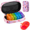 Serfeymi Tablettenbox 7 Tage Morgens Abends Pillendose 7 Tage 2 Fächer Regenbogen Medikamentenbox Tabletten Organizer mit Tragbarem Reißverschluss Canvas Tasche für Medikamente, Fischöle – Rosa 01