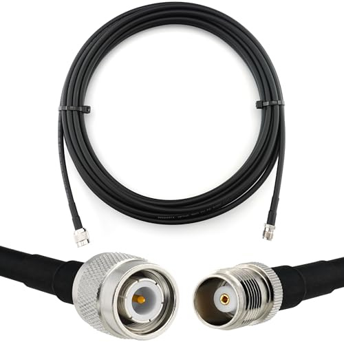 RANGEFUL 15m TNC Stecker auf TNC Buchse Koaxialkabel — TNC Verlängerungskabel HF-240 (LMR 240 Äquivalent) 15 Meter Jumper Kabel (50 Ohm) — Schwarz Antennenkabel für HAM Radio CB Funk WIFI Antenne