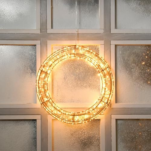 Marco Paul Artificial Luxury Christmas Wreath Hanging Door Decoration Snow Christmas Swag White Berries Light Up Xmas Decor Light Up Christmas Ornament (50cm Metal LED)