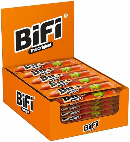 BiFi Original Salami Sticks – 40er Pack (40 x 20g) – Wurst Snack To Go - Luftgetrocknet Fleisch & Wurstwaren Paket - Salami mit Pfeffer, Koriander und Knoblauch - Ideale Knabberbox - Wurstpaket
