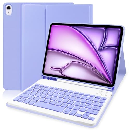 Tastatur für iPad Air 11 2024 (M2) - Hülle Mit QWERTZ Deutsches Layout Kompatibel Mit iPad Air 5th 2022/4th 2020 - Abnehmbare Tastatur (iPencil Nicht Enthalten)
