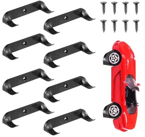 PEUTIER 8pcs Wall Mount, Vertical Collection Car Wall Holder, Collection Car Display Wall Shelf Storage for Building Blocks Cars and Character Models