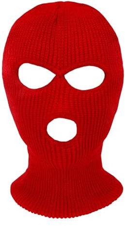 Skimaske,Ski Mask,Motorrad Maske Herren,Skimaske Herren,Sturm Maske,Sturmhaube Winter,Winter Sturmhaube Damen,Mulor Sturmhaube,Winddichte Thermal Kapuze,Multifunktions-Skimaske,3-Loch Rot 1 Stück