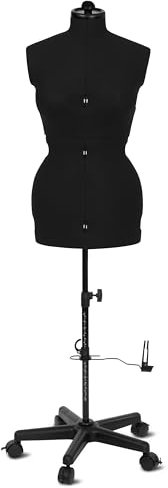 Schneiderpuppe Supa Fit Damen Gr. M (42-48) mit Rollen, weiblicher Torso, Büste, verstellbare Drehregler, individuelle Anpassung an Hals, Taille, Brust, Hüfte (schwarz, M)