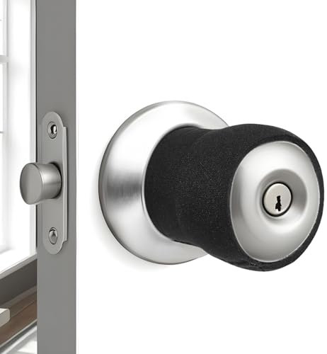 Abeillo Door Knob Cover, 4PCS Round Door Handle Cover for Heat Anti-Freeze Door Knob Cushion Cover Door Handle Protector for Summer and Winter, Black