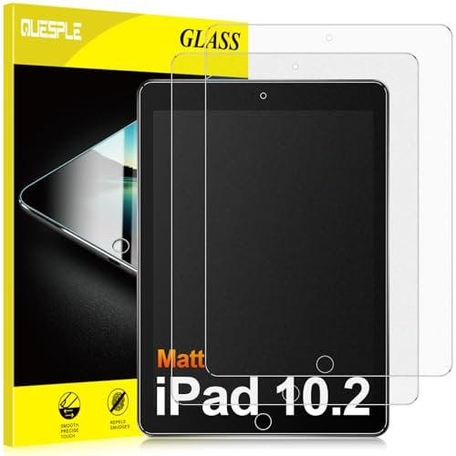 QUESPLE [2 Stück] Matt Panzerglas für iPad 9. Generation und iPad 8. / 7. Generation 10,2 Zoll 2021/2020/2019 Schutzfolie, Blendschutz Matte Gehärtetem Glas Displayschutzfolie