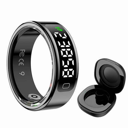 Yihou Smart Ring Bracelet de santé pour femme avec podomètre, moniteur de fréquence cardiaque, écran d'affichage de prières, sans frais d'abonnement pour Android iOS Noir 12