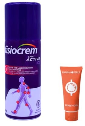 fisiocrem Spray Active Ice 1x 150 ml I Kältespray zur äußeren Anwendung bei Muskel- und Gelenkbeschwerden I bei Prellungen, Zerrungen, Blutergüssen I mit Arnika I Spar-Set plus Pharma Perle give-away