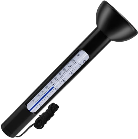 Pool-Thermometer mit Schnur für Outdoor-Schwimmbäder, Whirlpools, Fischteich, leicht ablesbar, schwimmendes Wassertemperaturmessgerät, schwimmendes Thermometer, Wassertemperatur-Test-Messgerät mit
