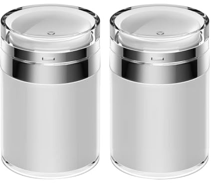 2 Pcs Flacon Pompe Sans Air, 100ML Pot à Pompe Airless Contenant Cosmétique Vide Plastique, Pots de Crème Sous Vide, Flacon de Crème de Rechargeable Lotion pour lotions, Crèmes, Maquillage