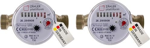 ZÄHLER plattform Wasserzähler 2026 Wasseruhr MADE IN GERMANY Qn 1,5 BL 110 mm 3/4 Zoll (Packung mit 2)