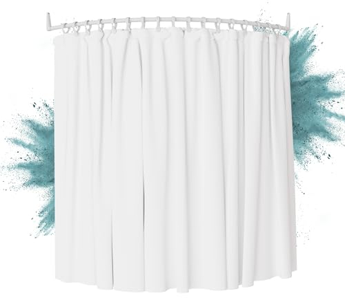 Erica Rounded White Shower Rail, 140x140cm, Curved Shower Rod for Corner Baths, Wall Mounted, Support without Ceiling Bracket, White PVC-free Plastic Coating, 100% Rustproof