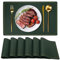 Grüne Tischsets, PU-Leder waschbare Platzsets für Esstisch, Set von 6, abwischbar, wasserdicht, rutschfeste dunkelgrüne Tischsets Weihnachten Küche, Wehkei rechteckige leicht zu reinigende