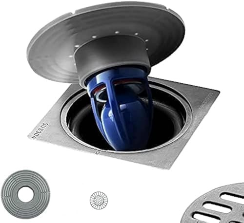 Duschrinne Bodenablauf Rückflussverhinderer, magnetisch, Einweg-Ablaufventil, schneller Abfluss, Duschstopfen-Einsatz, Ablaufstopfen, passend für Rohrtiefe 6,5–10,5 cm (Kaliber (5,1–9,9 cm), Tiefe 8