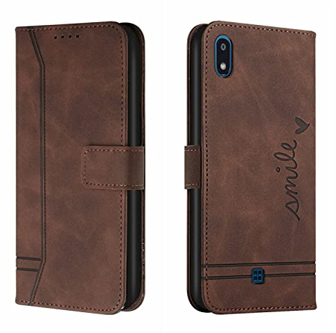 QIWEIQING Kompatibel mit Handyhülle für LG K20 2019 Handy Hülle, LG K20 2019 Hülle Leder Handytasche für LG K20 2019 Klapphülle Tasche, Brown HX