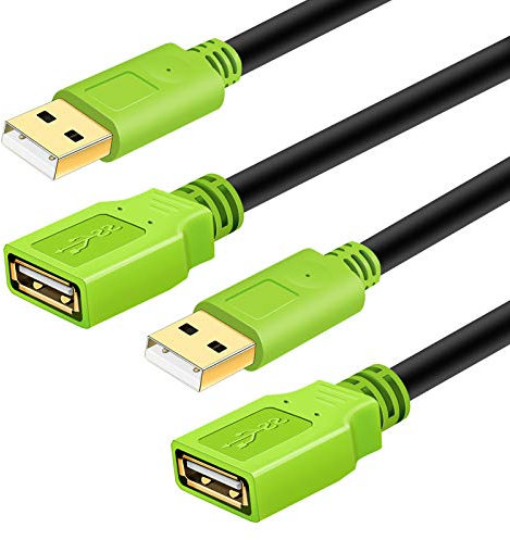 Cavo prolunga USB 2.0 [2M, 2Pezzi], Cavo USB 2.0 A maschio e femmina prolunga Cavo USB 2 Metri per Chiavetta USB, Hub USB, Lettore di schede, Tastiera, Stampante, Scanner, Fotocamera