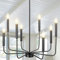 WayLuoung Moderne Schwarz Kronleuchter-Leuchte, Ø69 cm, 8 Lichter, Esszimmer-Kronleuchter für Schlafzimmer, Wohnzimmer, Küche, Foyer, Eingangsbereich (verbesserte Version, 2 Arten von Höhen 8 Arme)