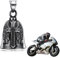 Fahrradglocke, Schwarz ölig Guardian Bell Motorrad, Motorrad Glöckchen, Motorrad Glocke Glücksbringer mit Ring Zum Aufhängen, für Segne Den Frieden