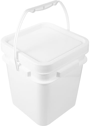 Zerodeko Seaux Industriels Seau D'alimentation Seaux De Camping Seau De 1 Gallon Avec Couvercle Seaux à Glace Seau En Plastique Robuste Seau Robuste Boîte De Récipient Pp Peinture Blanche