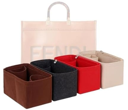 LinerLink Taschen-Organizer für Fendi mittelgroße Sonnenscheintasche (35 x 31 x 17 cm (L x H x T), handgefertigter Tascheneinsatz, 2 mm Filztascheneinsatz, Damen-Handtaschenformer (Braun, Stil B)