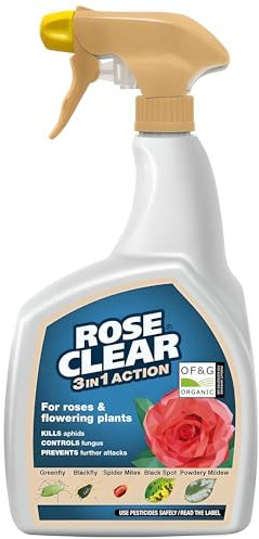 AMK® Rose Clear 3 in 1 Ready to Use 800ml Spray Kills Aphids Blackspot Rust Mildew Protects Roses Ornamental Plants Fungicide Insecticide