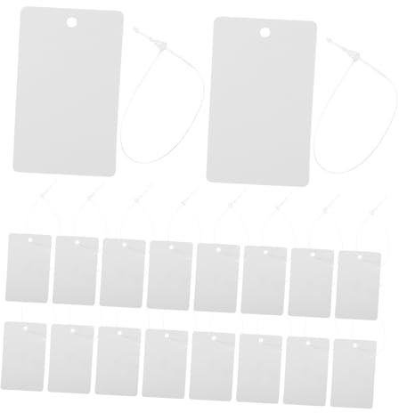 COSMEVIVI 200stücke Kunststoff Tags Mit Schnur Blanko Etiketten Für Kleidung Gepäck Und Waren Reißfest Wasserfest Einfach Beschriftbar Für Diy Und Markierungen