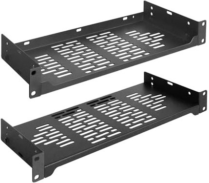 RIVECO 2 PCS 6” Rack Shelves for 19 inches Network Rack & Cabinets, 1U Rack Mount Shelf Vented Cantilever Tray, for Server, IT & Sound Equipment