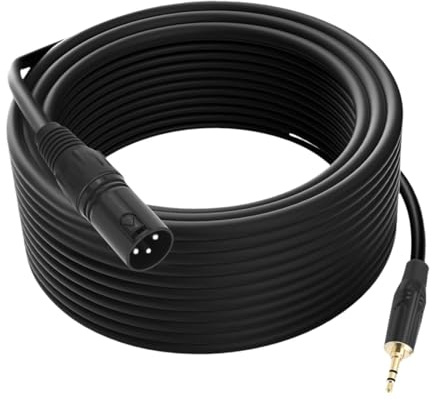 Fenteer XLR to 3.5mm Mini Jack Cable 1/8 inch TRS Stereo Male to XLR Male Cable 3.5 mm to 3-pin XLR Cable for Laptop Live Performance, 10M