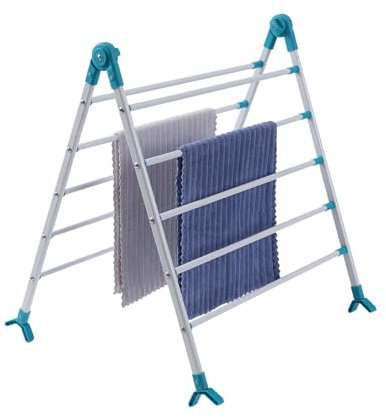 Tendedero Extensible para Baño,Tendedero Plegable con 10 Barras de Secado en Total de 5.6m de Espacio Tendido, Extensible 57-107cm Color Blanco