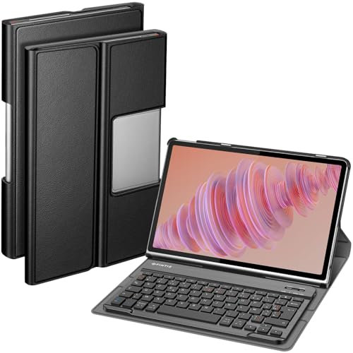FINTIE Teclado AZERTY Francés para Lenovo Tab Plus 2024 de 11,5 Pulgadas (Modelo TB351FU), Funda Delgada Multiposición, Negro