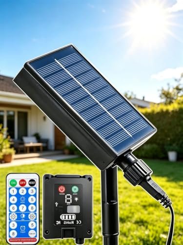 Dekofun Solarpanel für Lichterkette 3V Ersatz Solarmodul für Gartenleuchten | 1200mAh, Solaraufladung & USB-C-Laden, Fernbedienung, IP65 Wasserdicht, Einfache Montage für Solar Lichterkette Outdoor