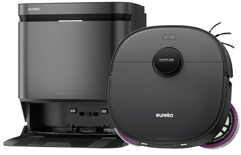 EUREKA J15 EVO Ultra Gen2 Robot Aspirador y Fregasuelos 22KPa con Base Multifuncional, Autovaciado, Autolimpieza, Cepillo Antienredo, Secado Aire Caliente, Limpieza de Alfombras Versátil