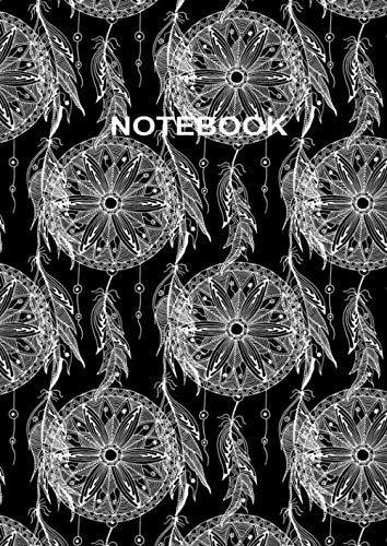Notebook: A4 Size College Ruled Dreamcatcher Black and White Pattern Design Cover - Blank Lined Interior