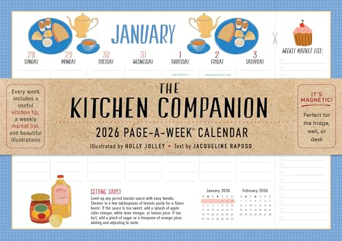 Kitchen Companion Page-A-Week Calendar 2026: It's Magnetic! Perfect for the Fridge, Wall, or Desk