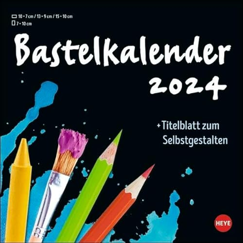 Bastelkalender 2024 schwarz klein. Blanko-Kalender zum Basteln und Verschenken mit extra Titelblatt für eine persönliche Gestaltung. Foto- und Bastelkalender 2024. Quadratisch 17 x 17 cm.