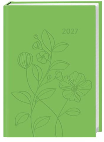 Kalenderbuch A7 grün 2027: Kleiner Kalender mit Platz fürs Wesentliche: Timer im Format 8 x 11,5 cm: Organisationshilfe für unterwegs in schlichtem Design